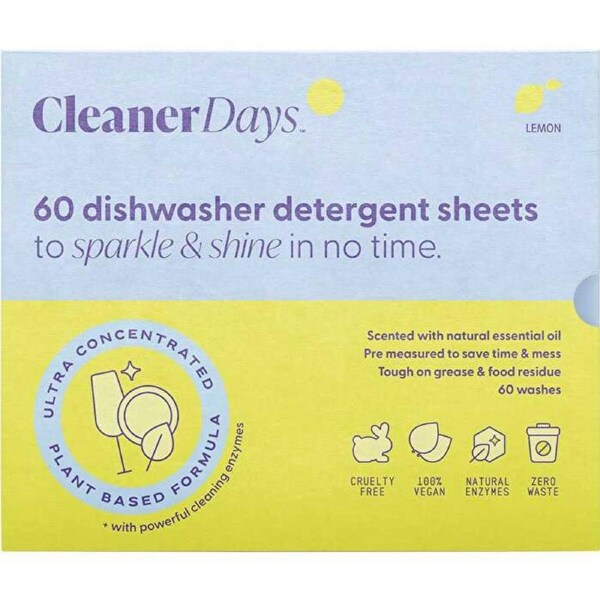 Cleaner Days Dishwasher Detergent Sheets Lemon 60pcs 60pcs