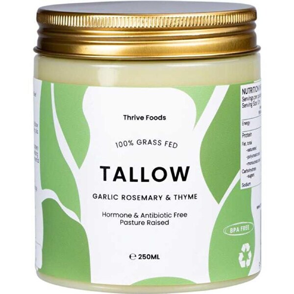 Thrive Tallow 100% Grass Fed Tallow Garlic, Rosemary & Thyme 250ml 250ml
