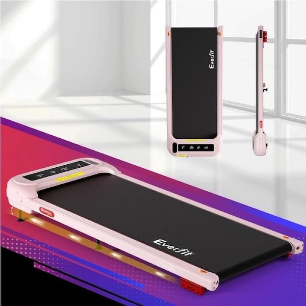 40cm Belt Everfit 9% Incline Treadmill 3 in 1 Walking Pad Foldable Under Desk Pink