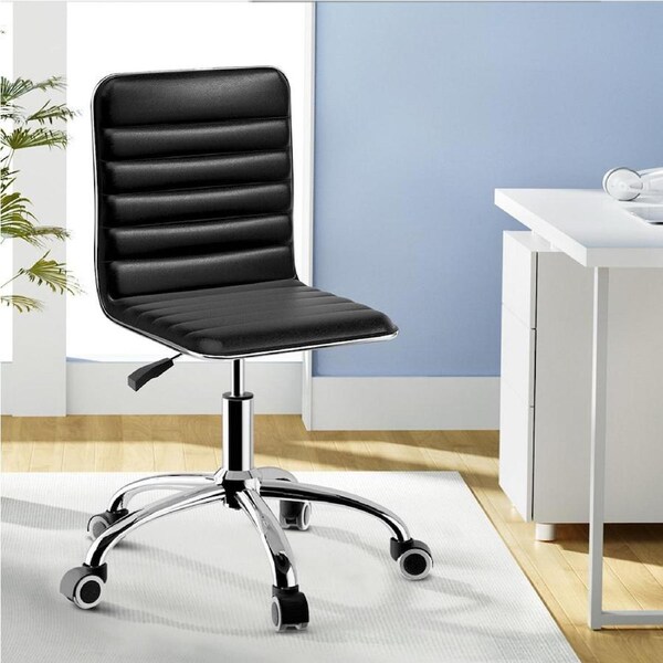 Artiss Office Chair Computer Desk Gaming Chairs PU Leather Low Back Black Black
