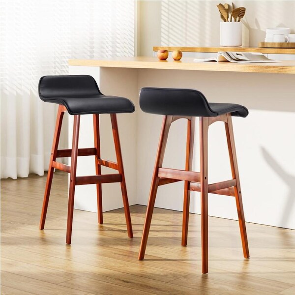 Artiss 2/4x Bar Stools Wooden Stool Black/White Black / x2