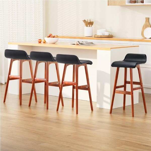 Artiss 2/4x Bar Stools Wooden Stool Black/White Black / x4