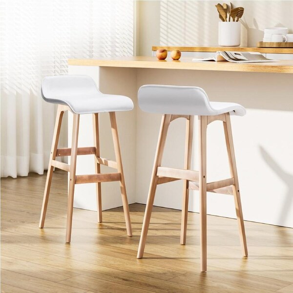 Artiss 2/4x Bar Stools Wooden Stool Black/White White / x2