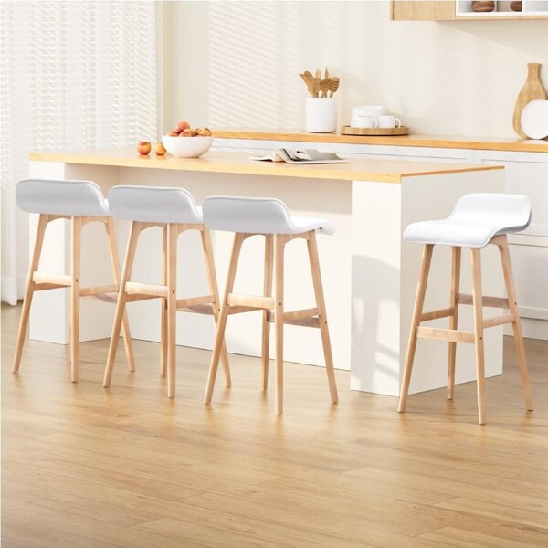 Artiss 2/4x Bar Stools Wooden Stool Black/White White / x4