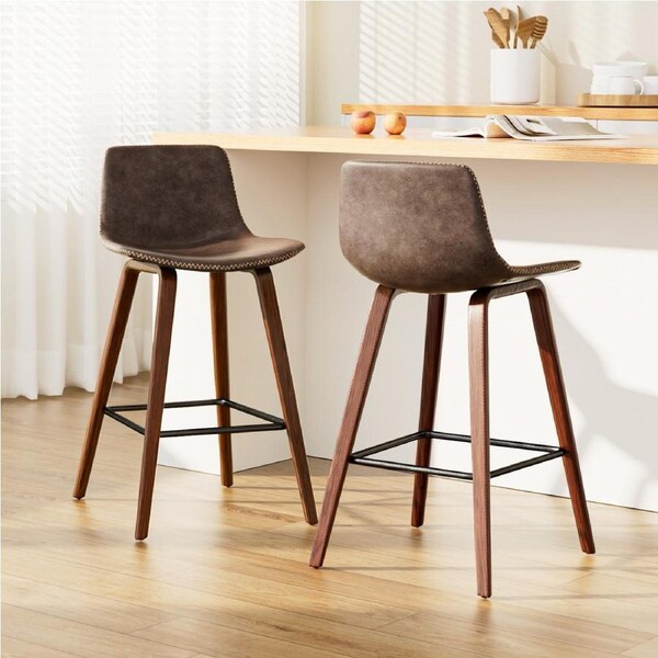 Artiss Bar Stools Vintage Leather Wooden x2/4 x2