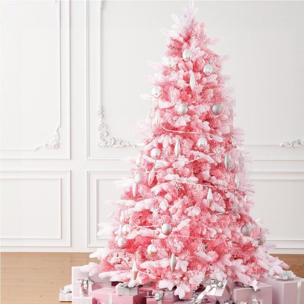 Jingle Jollys Christmas Tree 1.8M Xmas Trees Party Decorations Green/Pink/White Frosted Pink