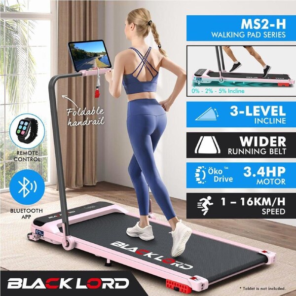 BLACK LORD Treadmill Electric Walking Pad Home Office Gym Fitness MS2 Pink - MS2-H w/ Foldable Handrail