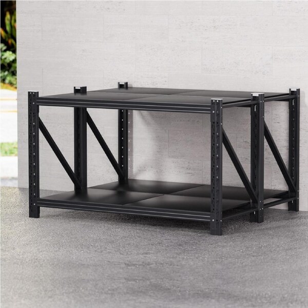 Giantz 2Mx0.9M Garage Shelving Workbench Warehouse Rack 150x90x60cm - Black x2