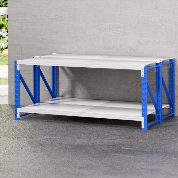 Giantz 2Mx0.9M Garage Shelving Workbench Warehouse Rack 200x90x60cm - Blue&Grey x2