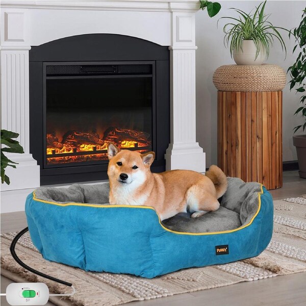 Pawz Electric Pet Heater Bed Heated Mat Cat Dog Heat Blanket Thermal Protection Blue / 70 x 60 x 18cm
