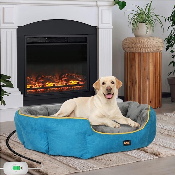 Pawz Electric Pet Heater Bed Heated Mat Cat Dog Heat Blanket Thermal Protection Blue / 90 x 70 x 22cm