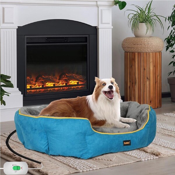Pawz Electric Pet Heater Bed Heated Mat Cat Dog Heat Blanket Thermal Protection Blue / 120 x 80 x 16cm