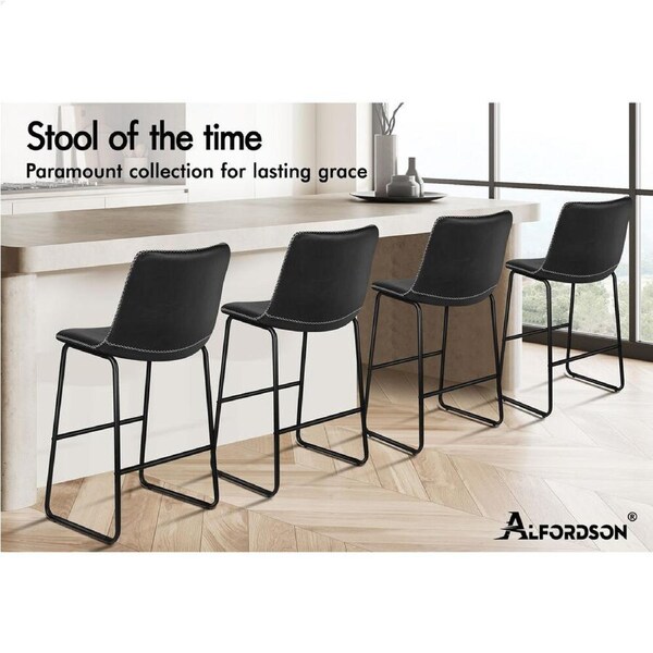 ALFORDSON Bar Stools 66cm Kitchen Counter Metal Vintage Dining Chairs x2/x4 Coffee x 4