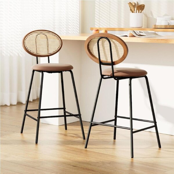 Artiss Bar Stools PU Leather Stools Brown x2/4 x2