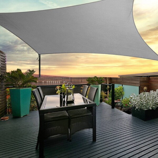 Instahut Shade Sail Shade Cloth Heavy Duty Sun Canopy Square Rectangle 5 sizes Grey / 6 x 8m (280gsm)