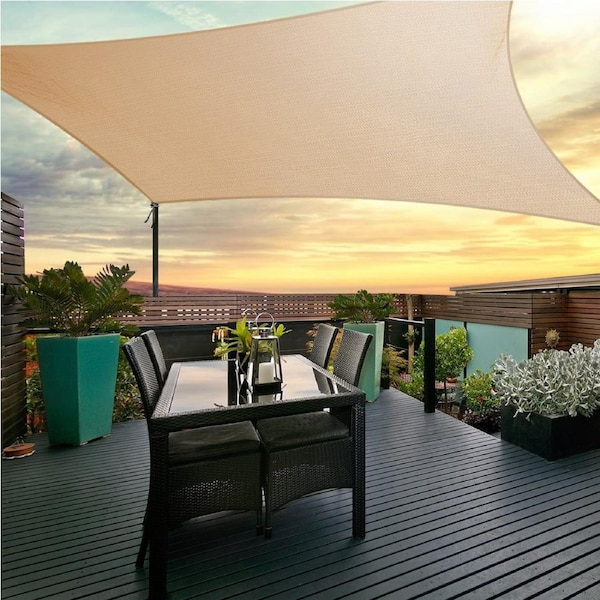 Instahut Shade Sail Shade Cloth Heavy Duty Sun Canopy Square Rectangle Beige 5 sizes 6 x 8m (280gsm)