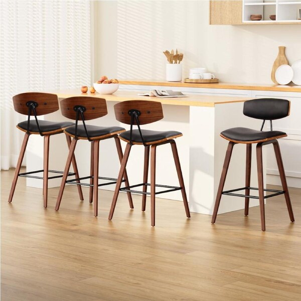 Artiss Bar Stools Leather Padded w/Backrest x2/4 x2