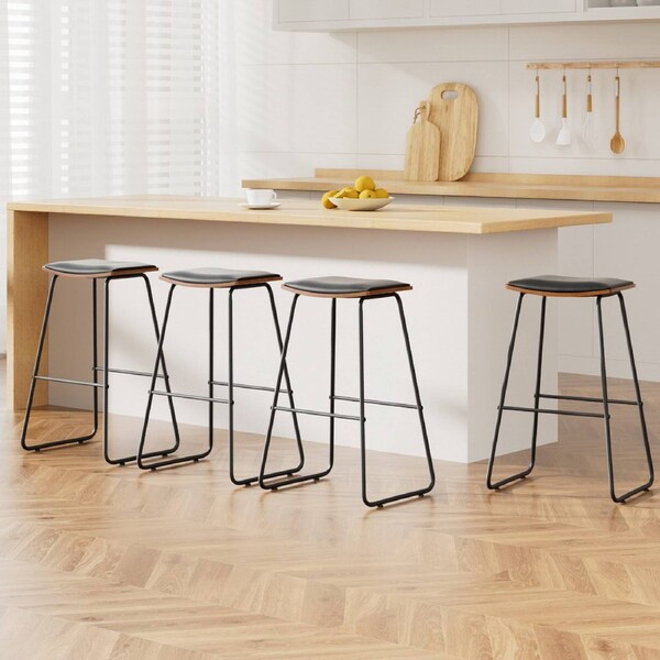 Artiss Bar Stools Leather Padded Metal x2/4 x2