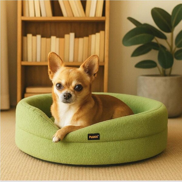 Pawz Pet Orthopedic Calming Bed Memory Foam Dog Sofa Donut Plush Washable Bed Green / M (60 x 60x 20cm)