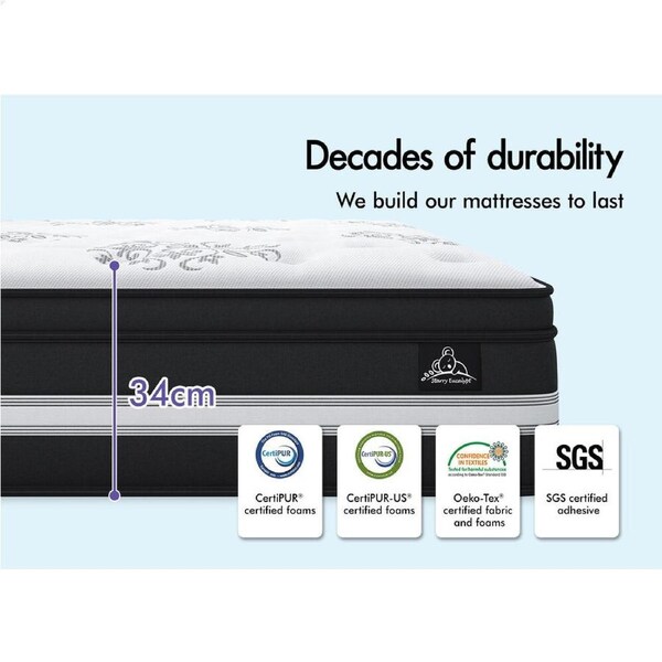 34cm Mattress STARRY EUCALYPT Euro Top Queen Double King Single Medium Firm Double