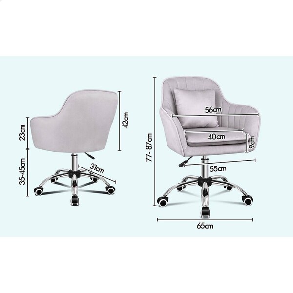 ALFORDSON Velvet Office Chair Fabric Armchair Computer Swivel Work Study Adult Kids White - Boucle
