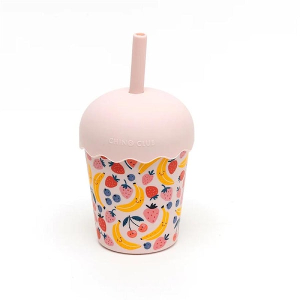 Chino Club Mini Smoothie Cup & Straw 200ml Fruits Pink
