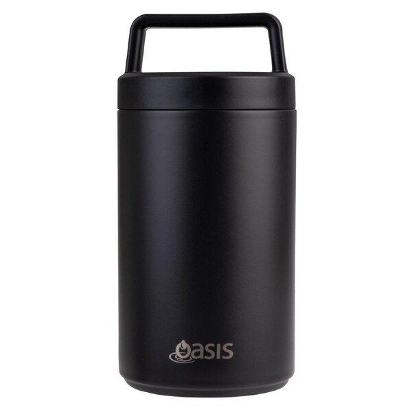 Oasis Insulated Food Flask With Spoon And Handle 700ml Black