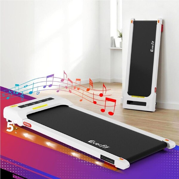 38cm Belt Everfit 9% Incline Treadmill 3 in 1 Walking Pad Foldable Under Desk Home Gym White