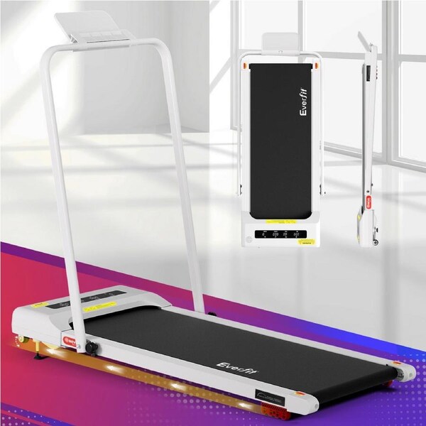 Everfit 9% Incline Treadmill 38cm Belt 3 in 1 Foldable Walking Pad with Handle Under Desk White