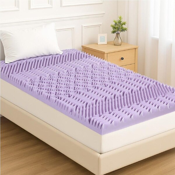 Giselle 8cm Memory Foam Mattress Topper Lavender Infused Bamboo Cover 7-Zone King Single King Single