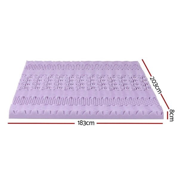 Giselle 8cm Memory Foam Mattress Topper Lavender Infused Bamboo Cover 7-Zone King Single King