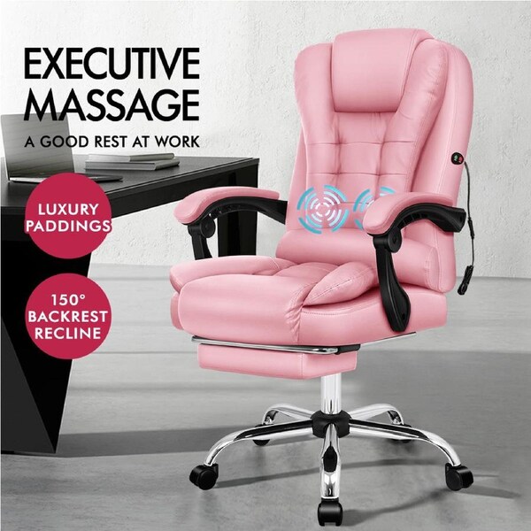 ALFORDSON Massage Office Chair Executive Gaming Racing Seat PU Leather Fabric Exavior Series Pink