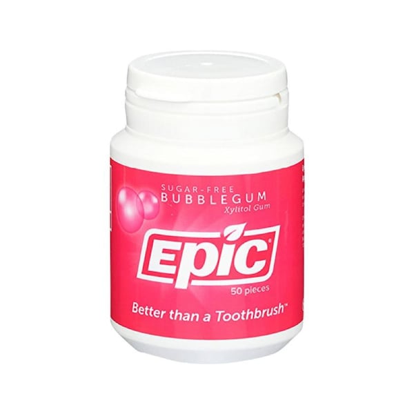 Epic Xylitol (Sugar-Free) Gum Bubble Gum Tub 50 Piece 50 Piece