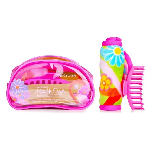 MakeUp Eraser Flowerbomb Set (1x MakeUp Eraser Cloth + 1x Hair Claw Clip + 1x Bag) 2pcs+1bag 2pcs+1bag
