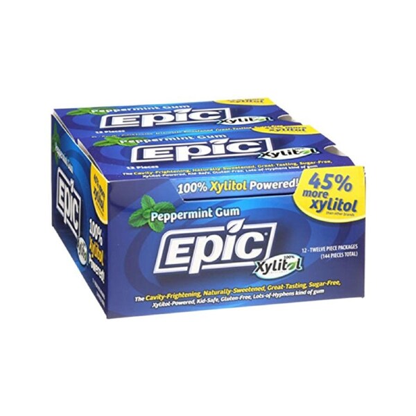Epic Dental Epic Xylitol Dental Gum Peppermint Blister Pack x 12 Pk 12pc 12pc