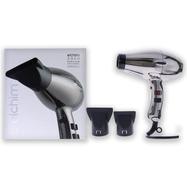 3900 Titanium Ionic-Ceramic Hair Dryer - Black-Silver by Elchim for Unisex - 1 Pc Hair Dryer 1 Pc