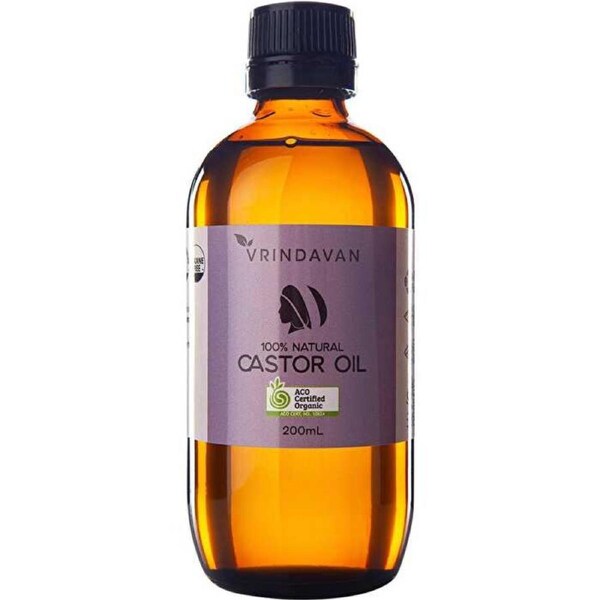 Vrindavan Castor Oil 100% Natural - Amber Glass Bottle 200ml Amber Glass Bottle / 200ml