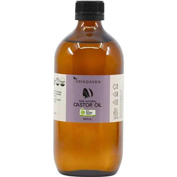 Vrindavan Castor Oil 100% Natural - Amber Glass Bottle 500ml Amber Glass Bottle / 500ml
