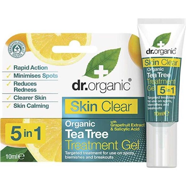 Dr Organic Treatment Gel Skin Clear Organic Tea Tree 10ml 10ml