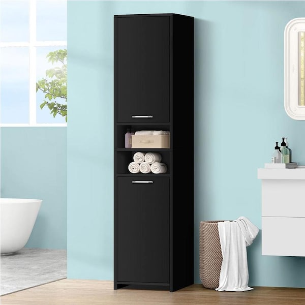 ALFORDSON Bathroom Cabinet Tall Storage Slim Cupboard Black