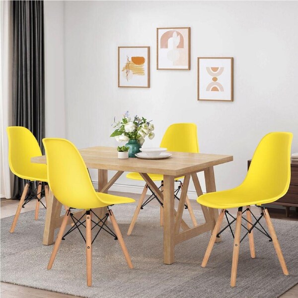 ALFORDSON 4x Dining Chairs Retro Steel Kitchen Lounge Cafe Side Solid Wood PP Yellow