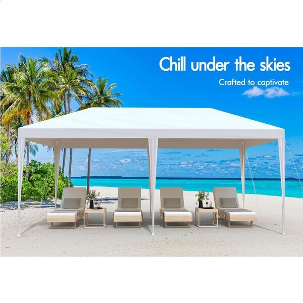 ALFORDSON Gazebo 3x6m Pop Up PE Mesh Marquee Outdoor Folding Tent Wedding Canopy Oxford B - Black with mesh walls