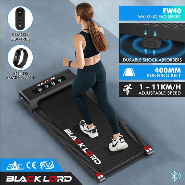 BLACK LORD Treadmill Electric Walking Pad Under Desk Home Gym 400mm Black Black