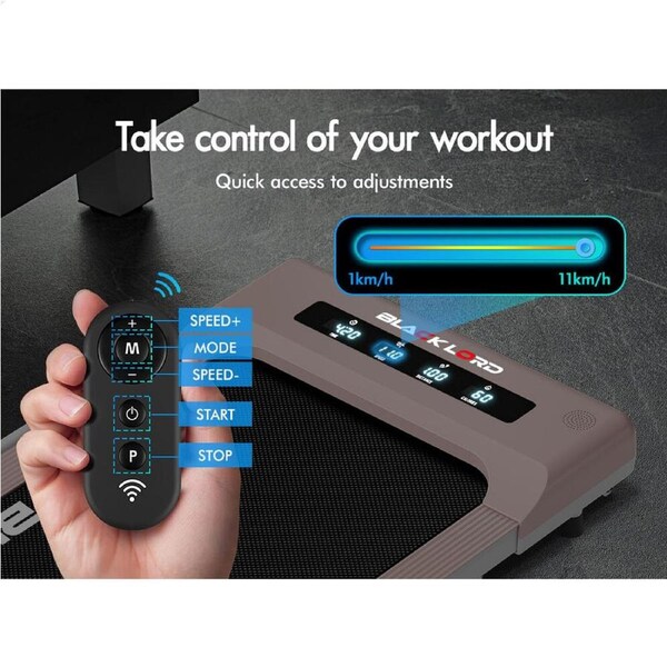 BLACK LORD Treadmill Electric Walking Pad Under Desk Home Gym 400mm Black White with handle