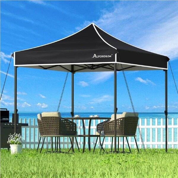 ALFORDSON Gazebo 3x3m Pop Up PE Mesh Marquee Outdoor Folding Tent Wedding Canopy Oxford A - Black