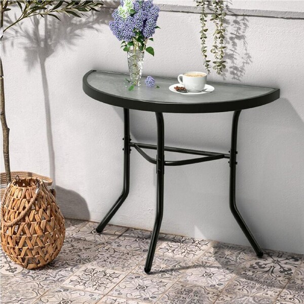 ALFORDSON Outdoor Furniture Patio Coffee Side Table Garden Glass Black Grey Black / Medium