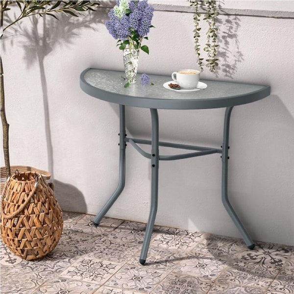 ALFORDSON Outdoor Furniture Patio Coffee Side Table Garden Glass Black Grey Grey / Medium