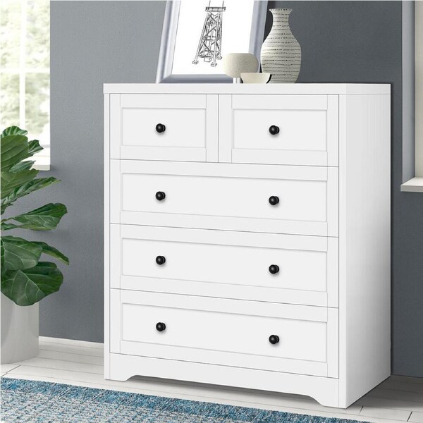 ALFORDSON Chest of Drawers Hamptons Storage Dresser Tallboy Buffet Hamptons A - 5 Drawers(White)