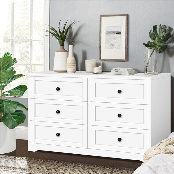 ALFORDSON Chest of Drawers Hamptons Storage Dresser Tallboy Buffet Hamptons A - 6 Drawers(White)