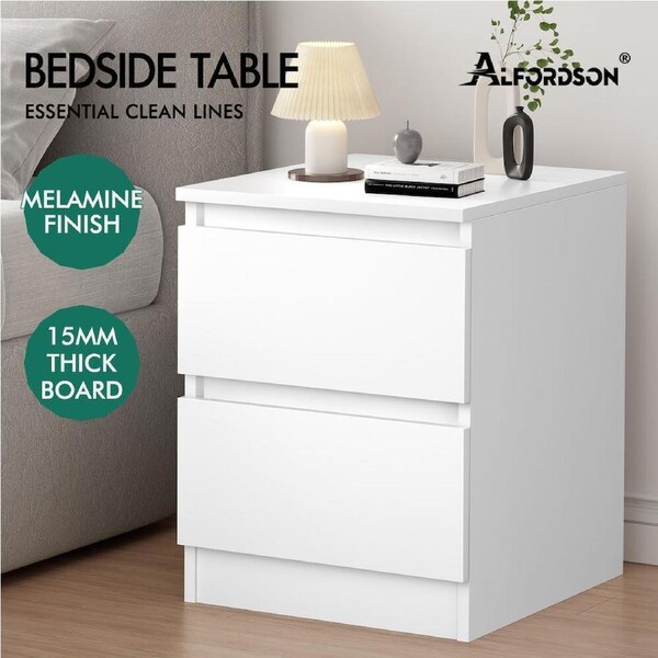 ALFORDSON Bedside Table Nightstand Storage Wooden Cabinet Side End Table White